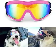 NAMSAN Sunglasses for Dogs Adjustable Dog Glasses Waterproof Windproof Dog Motorcycle Goggles Safety Glasses Pink