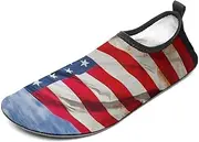 [BTCOWZRV] Water Shoes for Women Men American Flag Water Sports Shoes Slip-on Breathable Lightweight Athletic Aqua Sock