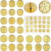Tanstic 24Pcs Wax Seal Stamp Set, Vintage Brass Sealing Wax Stamps Heads, Flower Plant Wax Stamp Heads for Wedding Invitation Greeting Cards Envelopes(Handle Not Included)