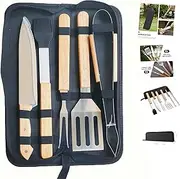 Multifunctional BBQ Grill Tool Set/Barbecue, 5 Pieces with Carry Bag, Stainless Steel Spatula Kit for Outdoor Grilling,Gift for Men Husband,for Camping, Picnic and Party,for Cooking and Kitchen