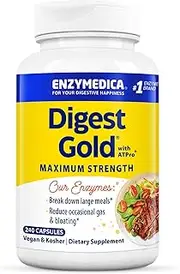 Enzymedica - Digest Gold with ATPro, Daily Digestive Support Supplement with Enzymes and ATP, 240 Capsules (FFP)