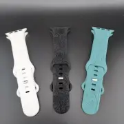 Apple Silicone Floral Watch Bands - 3 Pack - White, Black, & Green