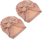 [Ipetboom] Soft Stretchy Turban Hats for Pink Bow Knot Headwraps Comfortable Beanie Caps for Newborns Hair Accessories for Special Occasions