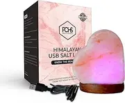 POHS Himalayan Heart Shape Mini USB Salt Lamp with 7 Color led Hand Crafted/Carved Rock Salt lamp Night Light, Crystal Rock Salt from Himalayan Mountains; Premium Wood Base, USB Cable