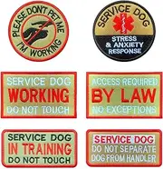 Antrix 6 Pcs Tan Service Dog Patch for Dog Harness, Working Training Do Not Touch Pet Stress & Anxiety Response Access Required by Law Hook & Loop Dog Patch for Large Dogs Vests/Harness Clothes