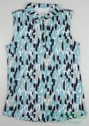 New Womens Puma Cloudspun Three Brush Sleeveless Polo Small S NavyAqua MSRP $55