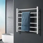ACA Bathroom Square Electric Heated Towel Rail Rack Warmer Wall Mounted 6 Bars Stainless Steel Chrome SAA
