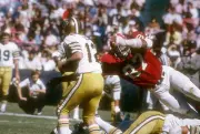 Defensive end Claude Humphrey Atlanta Falcons dives at quarterbac- 1974 Photo