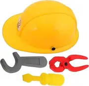INOOMP 1 Set Engineering Playset Realistic Plastic Tool Kit with Hard Hat Pliers Screwdriver Wrench Educational Role Play Props for Present for Creative Learning