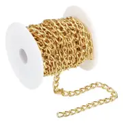 16Ft Curb Chain, Twisted Cuban Link Chain with Spool 9 x 6 x 1.5mm, Golden