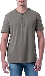 Men's Short Sleeve Soft Washed Cotton Henley T-Shirt