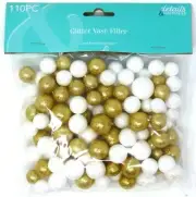 Glitter Vase Filler 110 GLITTER Styrofoam Balls Crafts Table Scatter ~Gold White