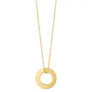 14k Yellow Gold Circle Shaped Pendant Necklace, 18"