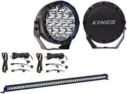 Kings 7" Lethal driving lights 12,596 lumens + 40" Single Row Light Bar + 2x Plug N Play Wiring Harness Kit