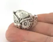 Owl Ring Adjustable Antique Silver Plated brass (19mm 9US inner size) 2735