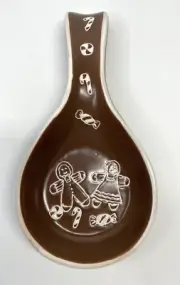 Gingerbread Man Christmas Candy Holiday Porcelain Spoon Rest Ladle 9" Brand New