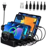 Charging Station for Multiple Devices, 50W 6 Ports USB Charger Station Black
