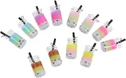 [SHERCHPRY] 12pcs Bubble Tea Charm Keychain for Diy Jewelry Craft Milk Tea Pendants Straw Hole Random