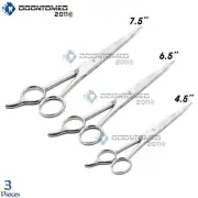 3 PC's Kit Professional Barber Scissors 7.5'', 6.5'' & 4.5'' - Stainless Steel