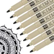 Micro Pen, 8Pcs 2mm Medium Point Drawing Pens Waterproof FineLiner, Black