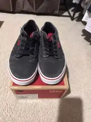 Vans 9 mens/ 10.5 women New With Box See pics! Gray Black Red Stripe