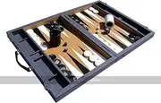 Crisloid Brooklyn Slate Backgammon Set - Tournament 21-inch Backgammon Board in a Briefcase - Full Size Backgammon - Luxury Backgammon Sets
