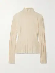 [The Row] The Row - Daxy Ribbed Linen And Silk-blend Turtleneck Top - Cream - medium medium Cream