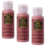 3x Plaid FolkArt Terra Cotta 59ml Acrylic Art Paint Earthy Rose Textured Finish