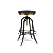 Lirash Swivel Height Adjustable Wooden Bar Stool - Gold Black