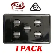1 x 5 Gang BLACK Wall Switch - 2 Way Switching - Electrical Light Switch - SAA
