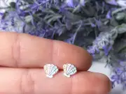 925 Sterling silver mermaid sea shell stud earrings for girls