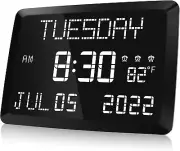 Digital Clock, 11.5" Large Display Digital Wall Clock,Adjustable Brightness Cale