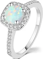 [Jude Jewelers] Platinum Plated Created Fire Opal Wedding Engagement Solitaire Proposal Ring