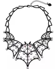 BETSEY JOHNSON BLACK & RHINESTONE BAT HALLOWEEN BIB STATEMENT NECKLACE NWT