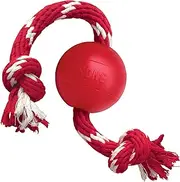 KONG - Ball with Rope - Durable Rubber, Fetch and Chew Toy - for Small Dogs