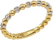 [Claddagh Gold] (5) - Fine 14k Yellow Gold Beaded Stackable Ring with Natural Diamonds