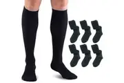 6x Lewis N. Clark Compact Travel Compression Socks Anti Fatigue Support - Black - One Size