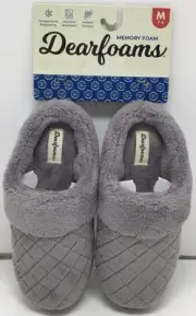 Dearfoams Women's Libby Quilted Terry Clog House Slipper In Grey Size M (7-8)