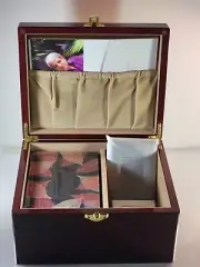 CREMATION URN KIT CHERRY BURL WOOD MEMORY BOX (BRAND NEW)