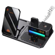 DULGE 6-in-1 Wireless Charger with Night Light, Clock & Speaker