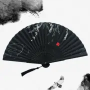 Folding Fans Handheld Antique Style Hand Fan Foldable Calligraphy InkD6