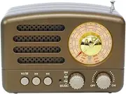 M-160BT USB BT Small Portable Radio Portable BT Speaker Retro Radio Vintage Radio Coffee One Size