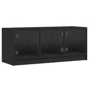 vidaXL TV Cabinet with Glass Doors Black 102x37x42 cm