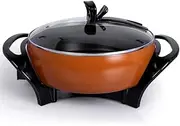 Electric Skillet Non Stick with Glass Lid Electric Baking Pan Electric Hot Pot 1500 Watts Power Temperature Control for Pizza Steak Breakfast and More 3l