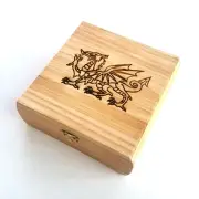 Welsh Dragon Wooden Box 7.5" x 7.5" x 2.75" Free Engraved Personalization