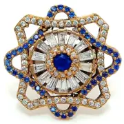 Ottoman Empire Style 6CT Treated Sapphire 925 Sterling Silver Ring Sz 6.5 HB2-6