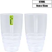 6PK 670ML Plastic Tumbler Drinking Cup Party Reusable Coffee Tea Drinkware Tall