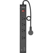 Monster USB 4 Port Surge Protector Power Board (Black)