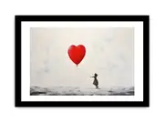White Red Balloon Framed Art Canvas Art Print