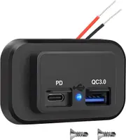 12/24V PD+QC3.0 Dual USB Port Car RV Fast Charger Socket Power Outlet Waterproof